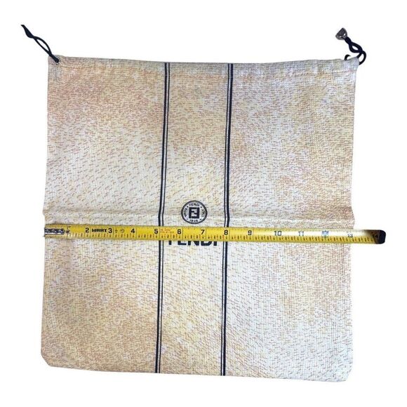 Fendi Beige & Black Drawstring Dust Bag Polyester Blend 13" Handbag Shoes Wallet - Picture 4 of 5